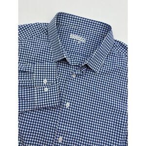Barbell Shirt Men Large Blue White Gingham‎ Performance Long Sleeve Lightweight